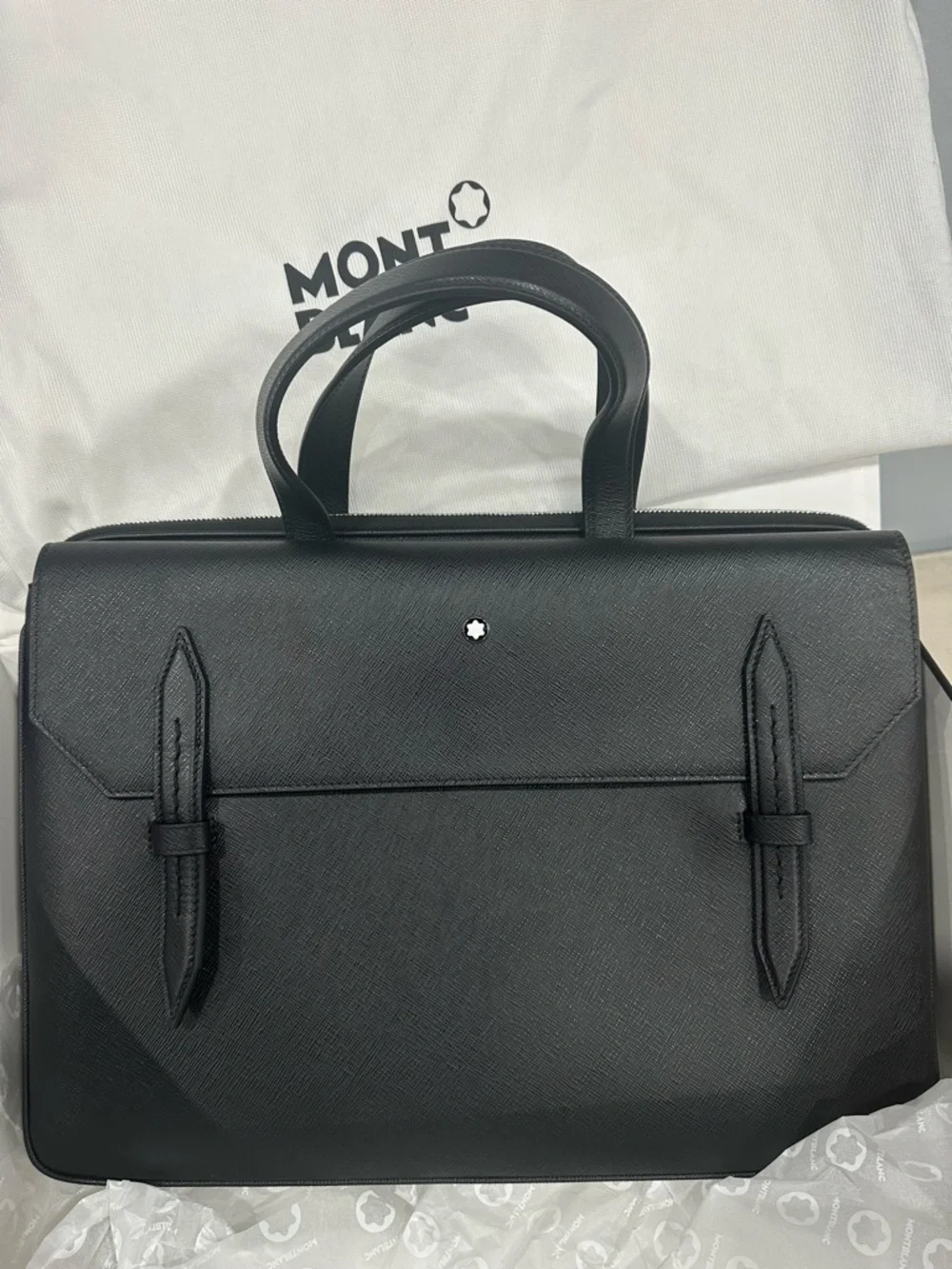Montblanc Black Sartorial Leather Briefcase Unused